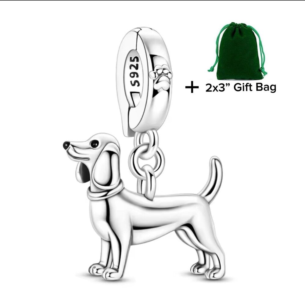 Dachshund Dog Lover Dangle Charm | 925 Silver | Brand New